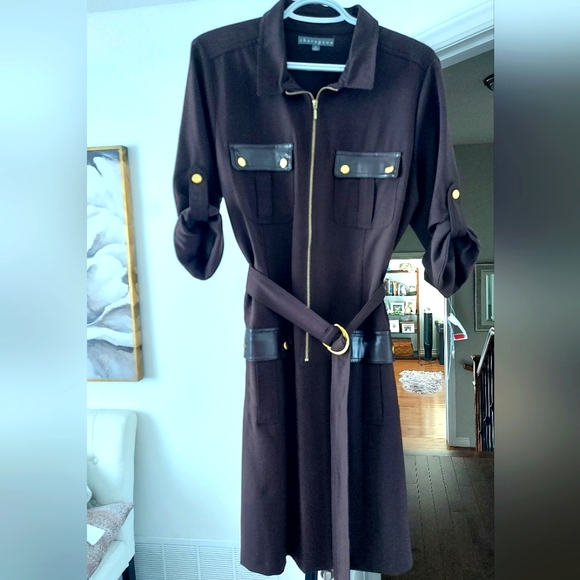 🔥 NWT Sharagona Espresso Belted Dress - Picture 1 of 3